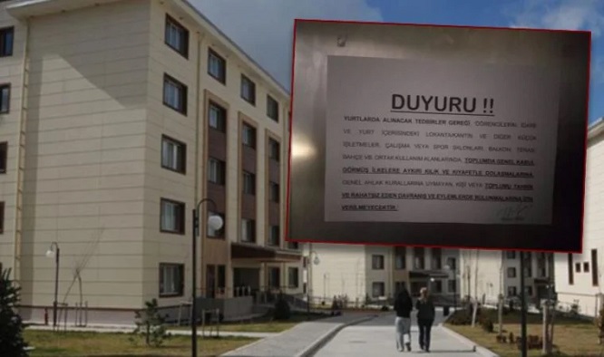 Aydın’daki KYK Yurdu’nda çağdışı kıyafet uyarısı: Tahrik oluyorlarmış!