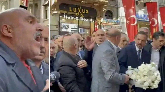 Taksim'de açıklama yapan İYİ Partili heyete vatandaştan tepki: 